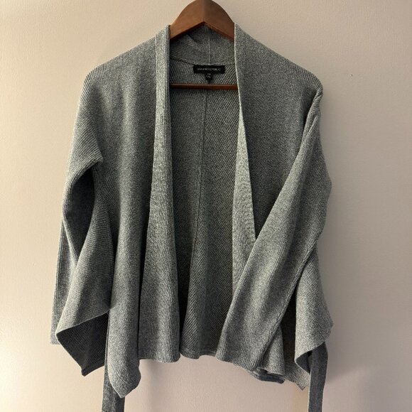 BANANA REPUBLIC Gray Wrap Sweater cardigan front or back tie XS - Picture 1 of 5